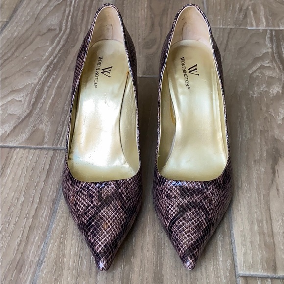 WORTHINGTON Snakeskin Pointed Toe Pimps - Picture 4 of 7
